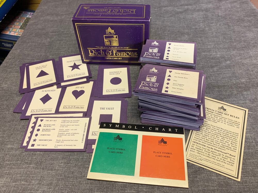 Axlon Trivia Cards Set - "Rich & Famous" 3,000 Questions  Works with T.P.